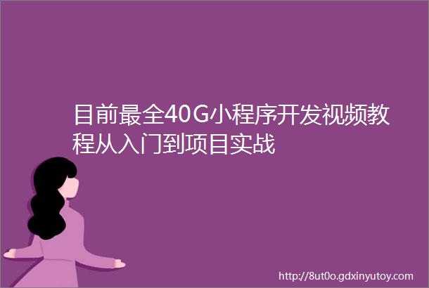 目前最全40G小程序开发视频教程从入门到项目实战