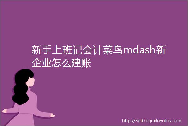 新手上班记会计菜鸟mdash新企业怎么建账